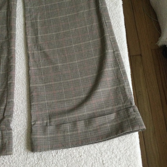 GAP Stretch Glen Plaid Flare Cuffed Trousers Y2K Tan Brown - Sz 6 - Picture 10 of 15